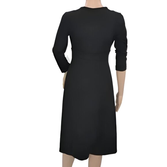 Susana Monaco Minimalist Black Empire Waist Fit & Flare Stretch Knit Dress M - Picture 4 of 5